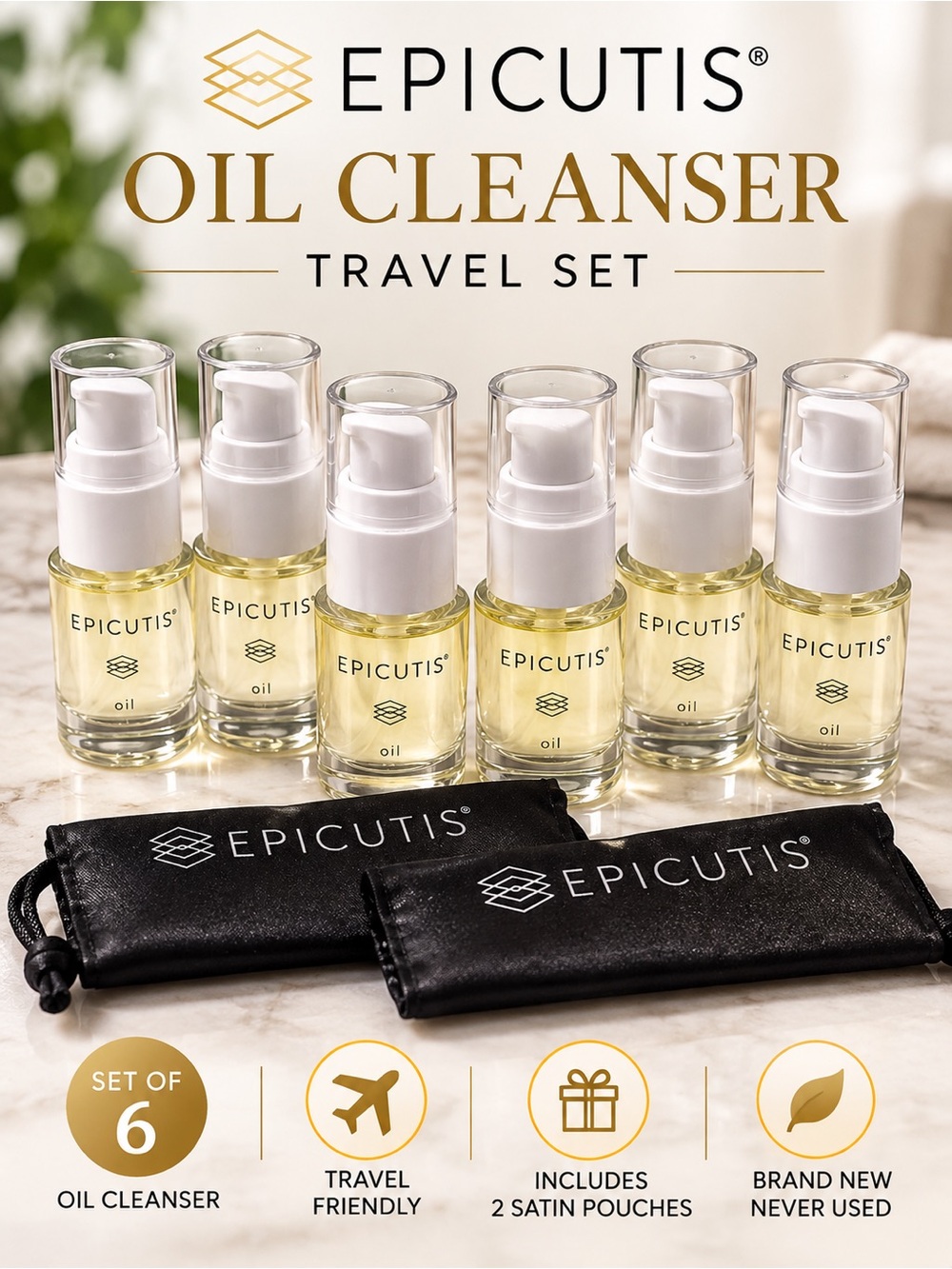Epicutis Oil Cleanser Travel Size 15ml x 6 + 2 Pouches NEW